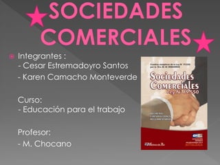   Integrantes :
    - Cesar Estremadoyro Santos
    - Karen Camacho Monteverde

    Curso:
    - Educación para el trabajo

    Profesor:
    - M. Chocano
 