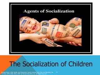 The Socialization of Children
Gonzalez-Mena, Child, Family, and Community: Family-Centered Early Care and Education, 6e.
© 2013, 2009, 2006, 2002, 1998 by Pearson Education, Inc. All Rights Reserved

2-1

 