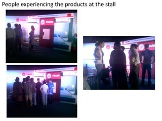 People experiencing the products at the stall
 