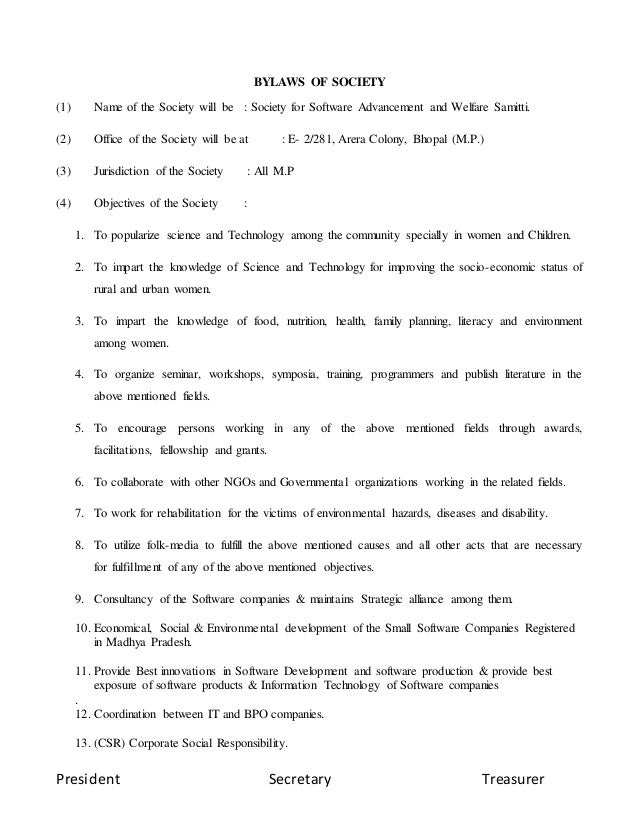 Society Bylaws