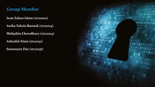 Group Member
Israt Zahan Islam (17121002)
Anika Tahsin Raonak (17121014)
Mehjabin Chowdhury (17121024)
Ashraful Alam (17121031)
Sunmoyee Das (17121037)
 