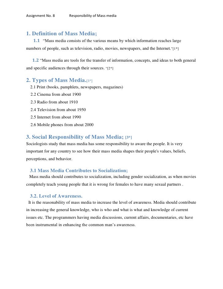 Social Responsibility Of Mass Media
