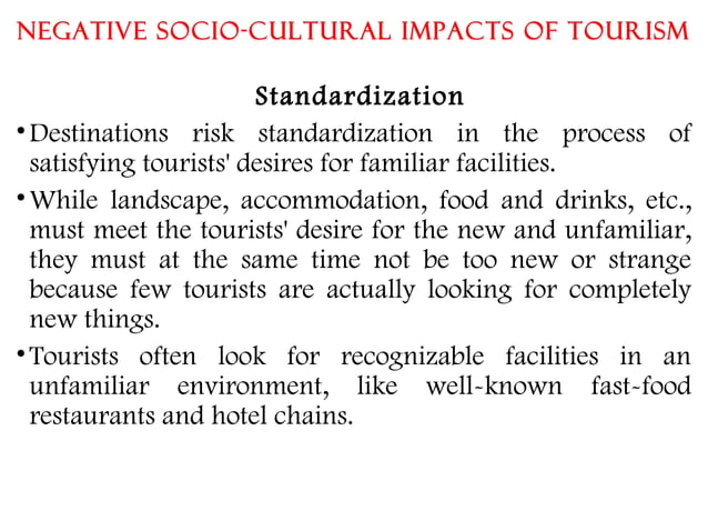 SOCIO-CULTURAL IMPACTS OF TOURISM | PPT | Travel Preparation and Advice ...