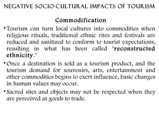 the socio cultural impacts of tourism