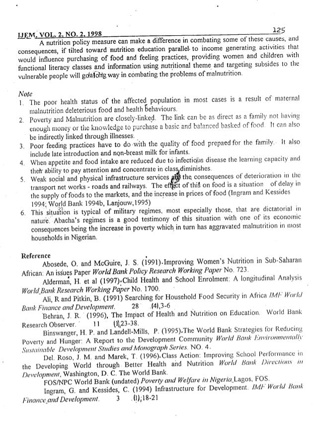 Essay on malnutrition in africa