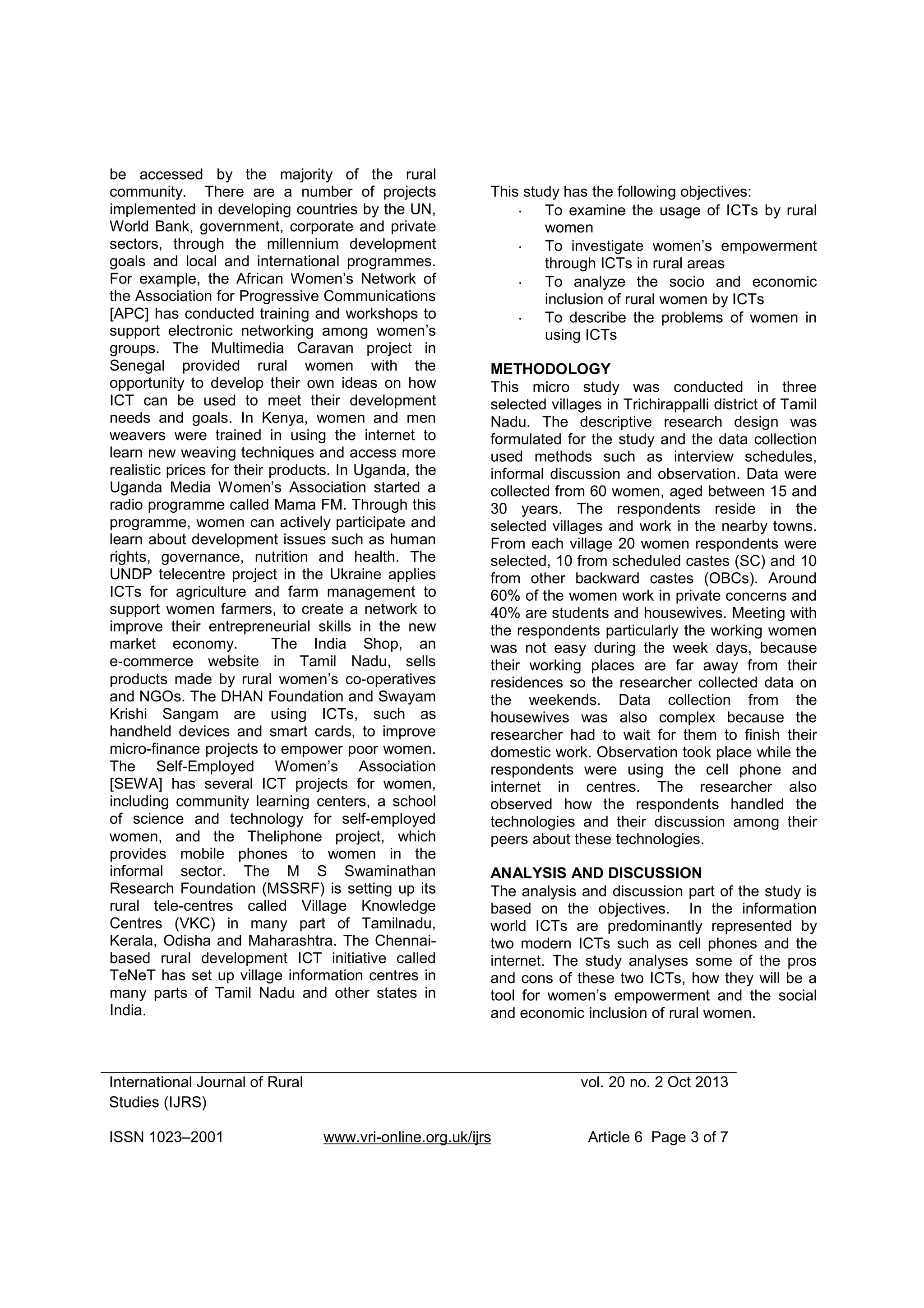 Socio economic empowerment of rural women through icts | PDF
