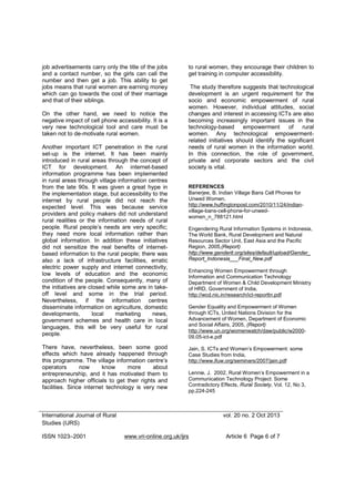 Socio economic empowerment of rural women through icts | PDF
