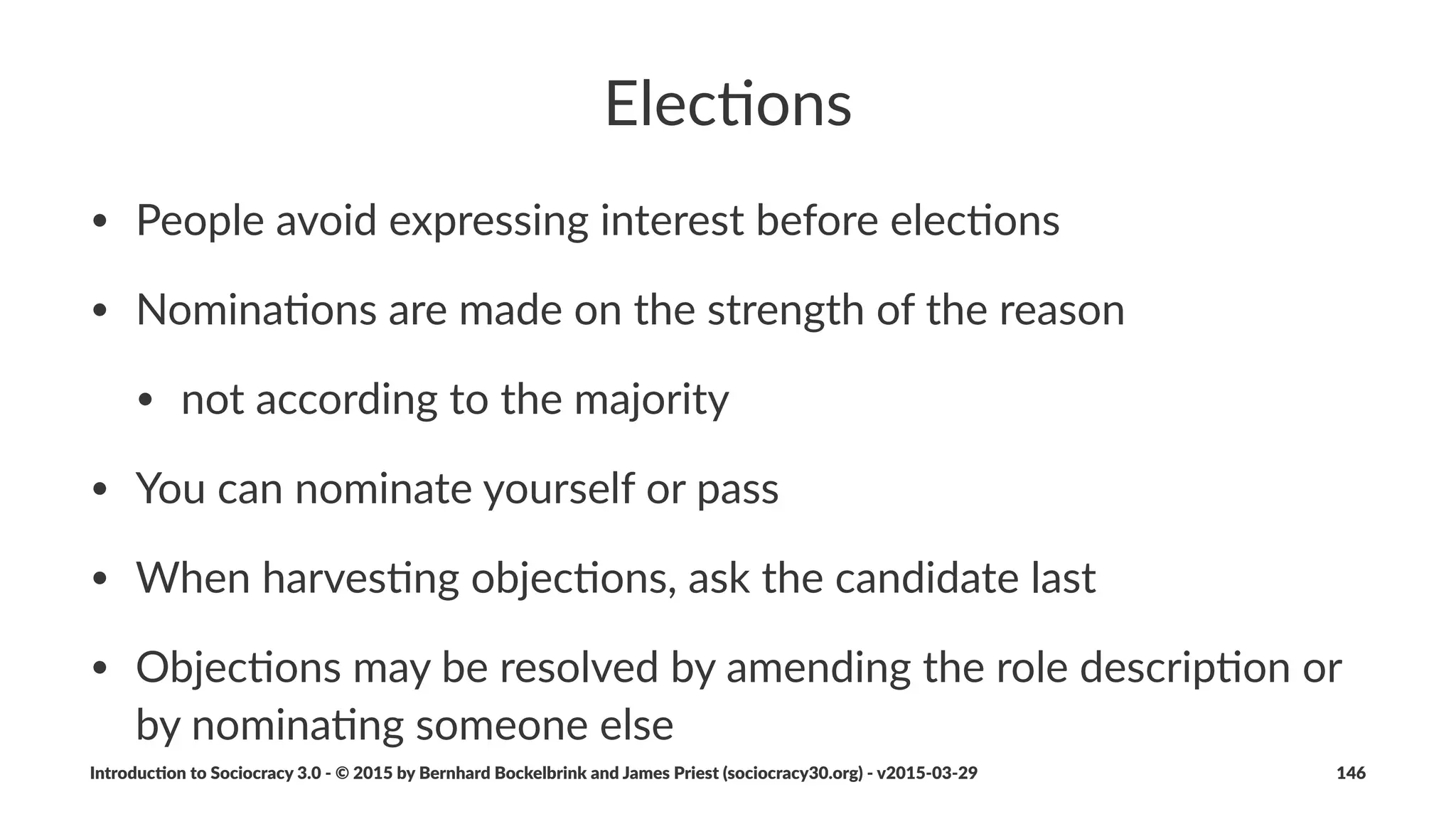 Organiza(onal+Structure
• Circle(Structure
• From(Hierarchy(to(Nested(Domains(of(Circles
• Forming(a(New(Circle
• Pa<erns:(Basic(Pa<erns,(Micro,(Macro(and(Meta(Structures
Introduc)on*to*Sociocracy*3.0*2*©*2015,*2016*by*Bernhard*Bockelbrink*and*James*Priest*(sociocracy30.org)*2*v2016201229 146
 