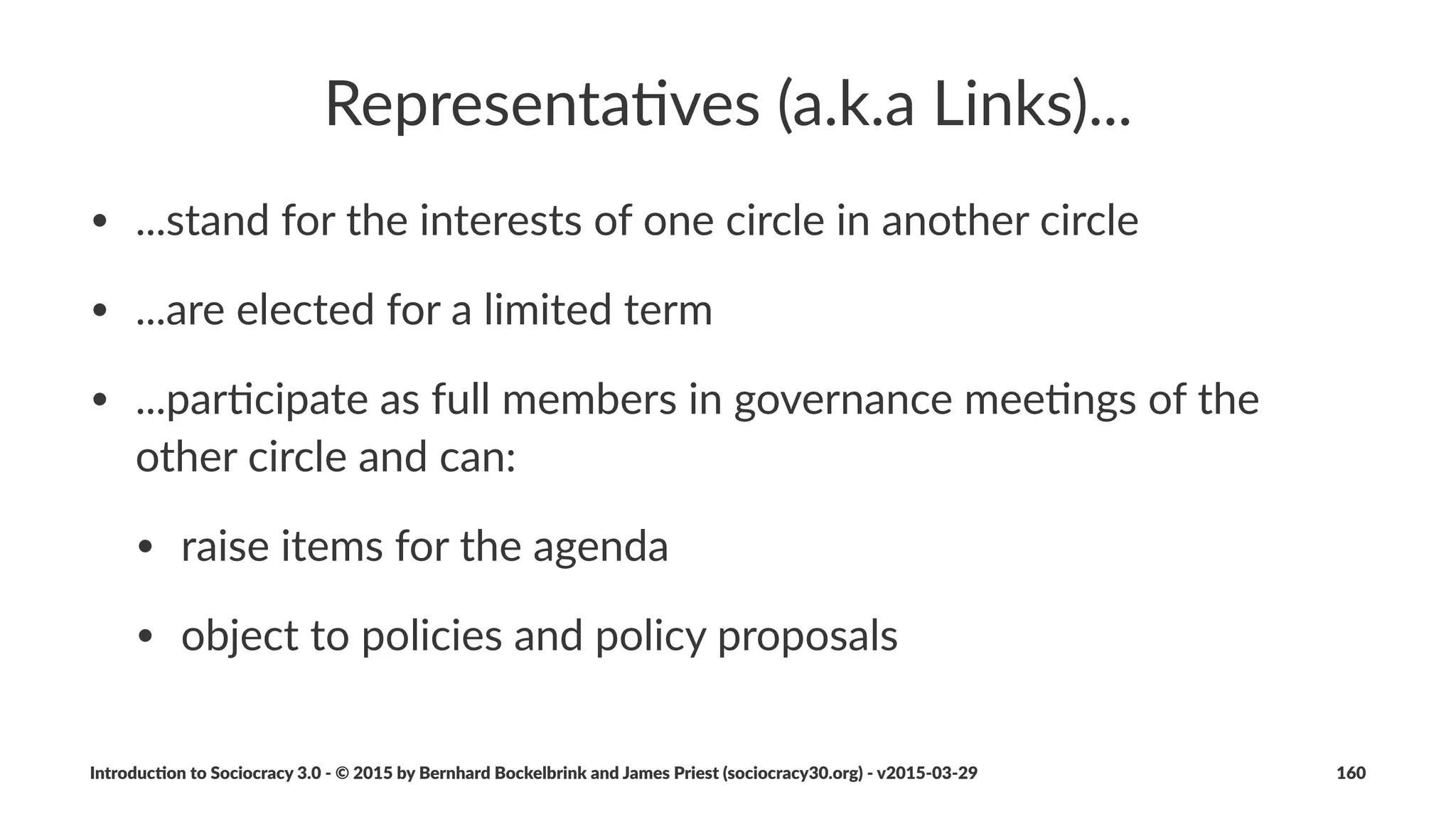 Delegate'Circle
A"pa%ern"for"coordina.on
Introduc)on*to*Sociocracy*3.0*2*©*2015,*2016*by*Bernhard*Bockelbrink*and*James*Priest*(sociocracy30.org)*2*v2016201229 160
 