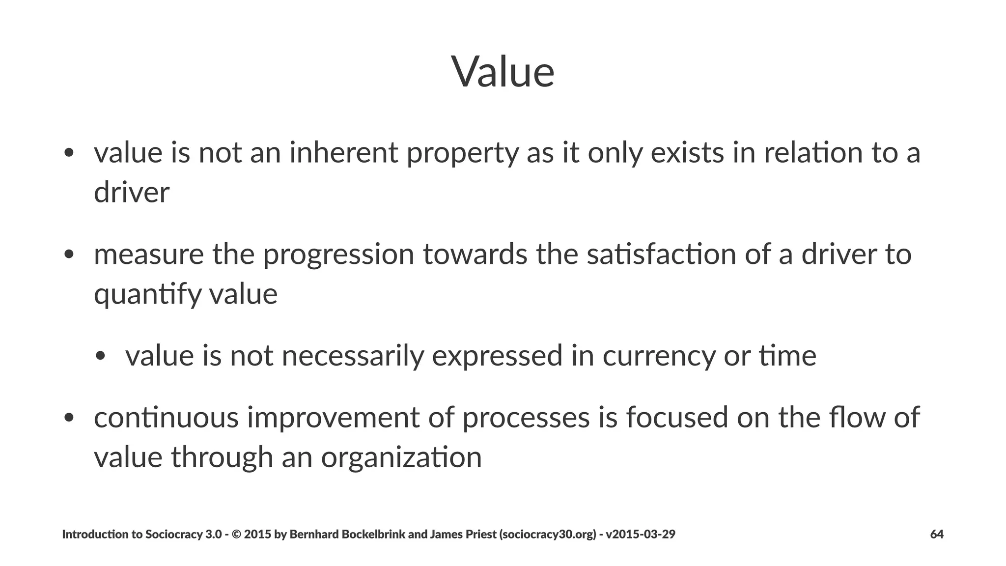 Consent'Decision'Making
Harves'ng*Objec'ons*to*Capture*Emergent*Wisdom
Introduc)on*to*Sociocracy*3.0*2*©*2015,*2016*by*Bernhard*Bockelbrink*and*James*Priest*(sociocracy30.org)*2*v2016201229 64
 