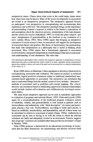 Sociocultural aspects of assessment (1) | PDF