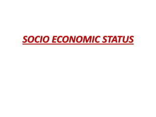 SOCIO ECONOMIC STATUS
 