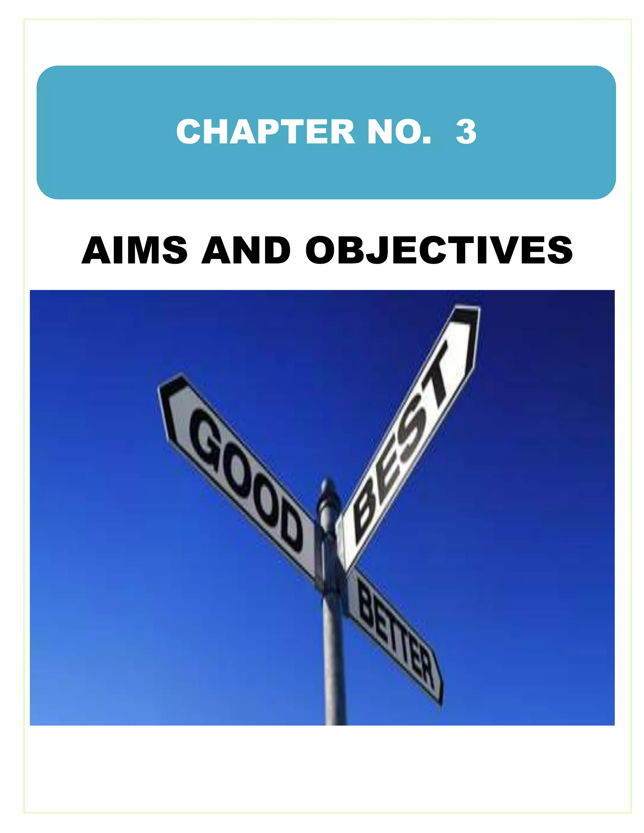 AIMS AND OBJECTIVES
CHAPTER NO. 3
 