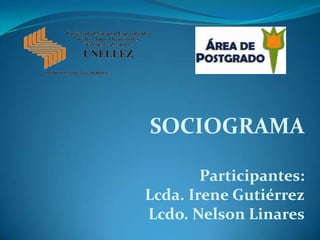SOCIOGRAMA
Participantes:
Lcda. Irene Gutiérrez
Lcdo. Nelson Linares
 