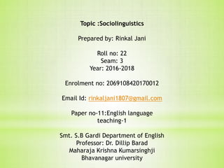 English language teaching- "Sociolinguistic" | PPTX