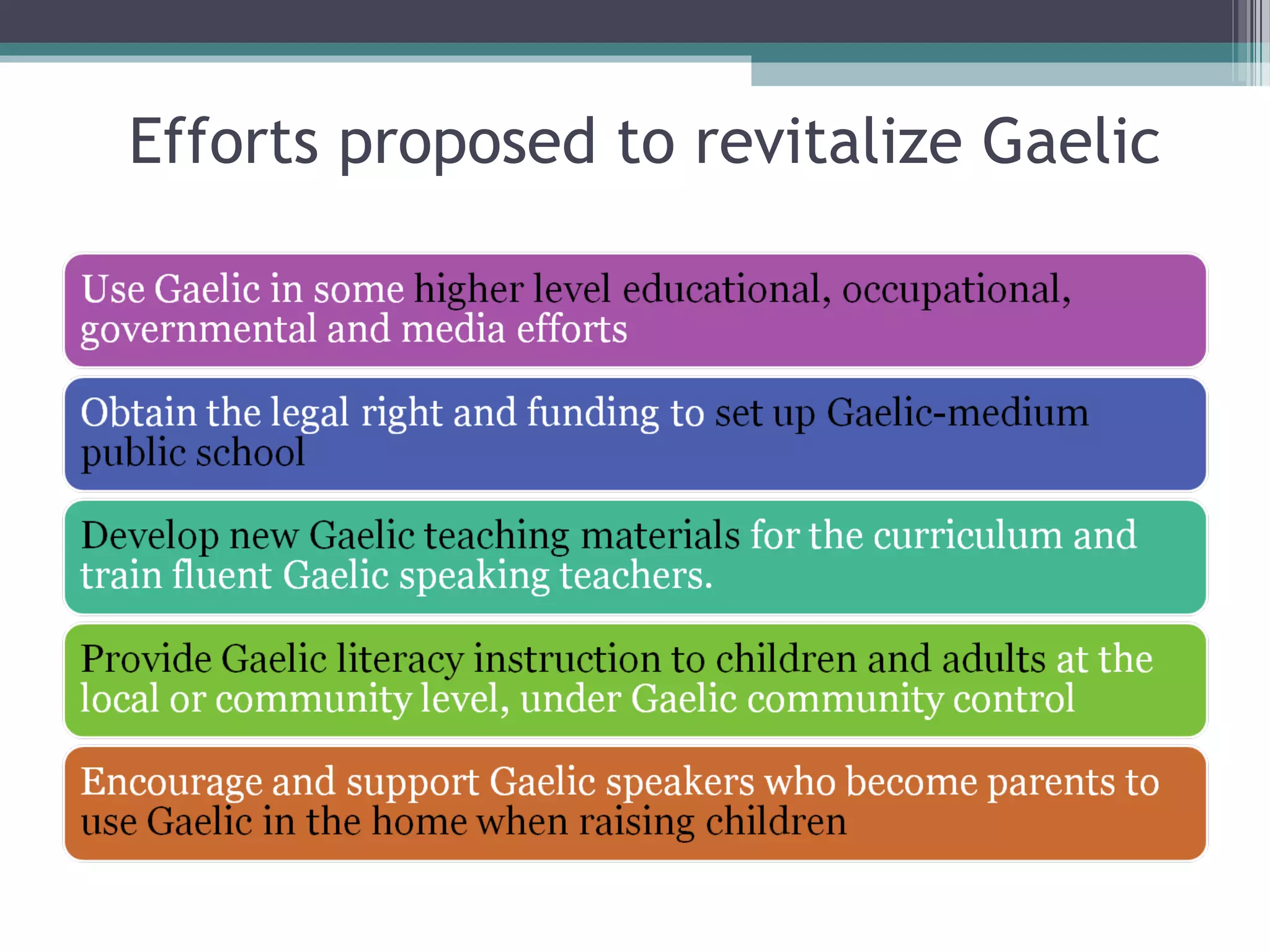 Efforts proposed to revitalize Gaelic

 