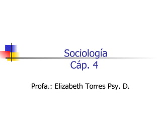 Sociología Cáp. 4  Profa.: Elizabeth Torres Psy. D. 