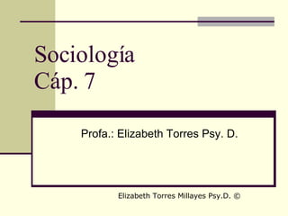 Sociología Cáp. 7 Profa.: Elizabeth Torres Psy. D. Elizabeth Torres Millayes Psy.D.  © 