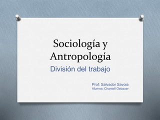 Sociología y
Antropología
División del trabajo
Prof: Salvador Savoia
Alumna: Chantell Gebauer
 