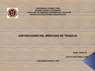UNIVERSIDAD FERMIN TORO
VICERECTORADO ACADEMICO
FACULTAD DE CIENCIAS ECONOMICAS Y SOCIALES
ESCUELA DE RELACIONES INDUSTRIALES
ZUHEY PERALTA
ZUHEY91@HOTMAIL.COM
CABUDARE ESTADO-LARA
 
