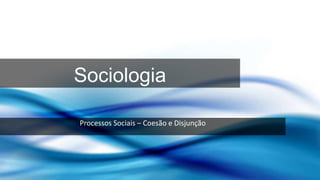 Sociologia
Processos Sociais – Coesão e Disjunção

 