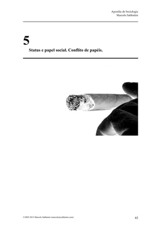 Apostila de Sociologia
                                                          Marcelo Sabbatini




5
      Status e papel social. Conflito de papéis.




©2005-2013 Marcelo Sabbatini (marcelo@sabbatini.com)                      43
 