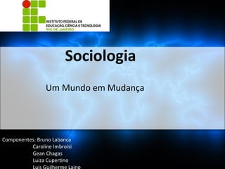 Sociologia Um Mundo em Mudança Componentes: Bruno Labanca Caroline Imbroisi Gean Chagas Luiza Cupertino Luis Guilherme Laino  