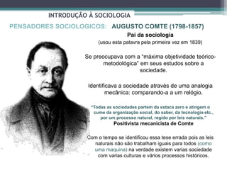 Sociologia introdução - o que é, principais pensamentos e pensadores | PPTX