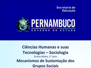 Ciências Humanas e suas
Tecnologias – Sociologia
Ensino Médio, 3° Série
Mecanismos de Sustentação dos
Grupos Sociais
 