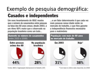 Exemplo de pesquisa demográfica:
 