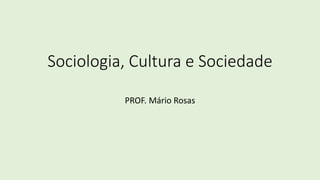 Sociologia, Cultura e Sociedade
PROF. Mário Rosas
 