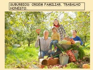 SUBÚRBIOS: ORDEM FAMILIAR, TRABALHO
HONESTO.
 