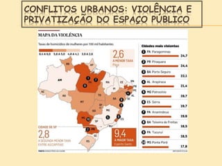 CONFLITOS URBANOS: VIOLÊNCIA E
PRIVATIZAÇÃO DO ESPAÇO PÚBLICO
 