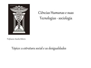 Ciências Humanas e suas
Tecnologias - sociologia
Professora: Sandra Ribeiro
Tópico: a estrutura social e as desigualdades
 