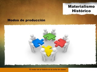 Materialismo
Histórico
Modos de producción

“El motor de la historia es la lucha de clases”

 