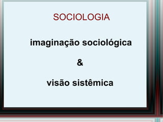 SOCIOLOGIA imaginação sociológica & visão sistêmica 