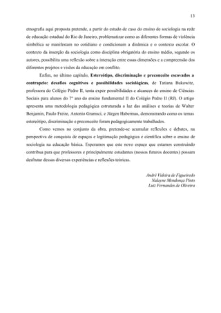Sociologia na sala de aula: reflexões e experiências docentes no estado ...