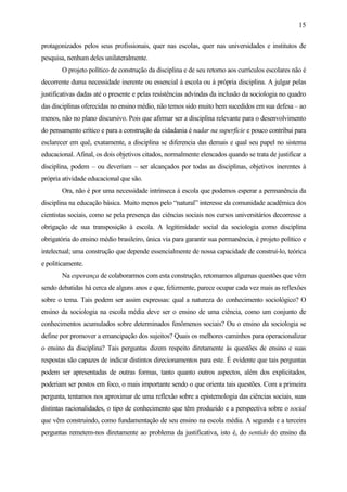 Sociologia na sala de aula: reflexões e experiências docentes no estado ...