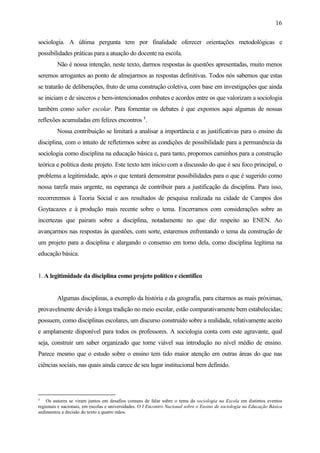 Sociologia na sala de aula: reflexões e experiências docentes no estado ...