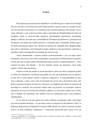 Sociologia na sala de aula: reflexões e experiências docentes no estado ...