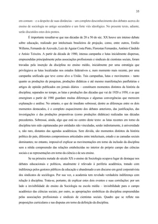 Sociologia na sala de aula: reflexões e experiências docentes no estado ...