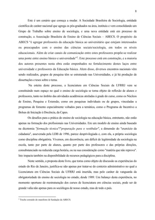 Sociologia na sala de aula: reflexões e experiências docentes no estado ...