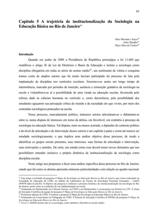 Sociologia na sala de aula: reflexões e experiências docentes no estado ...