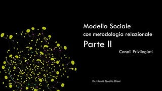 Modello Sociale
con metodologia relazionale

Parte II
Canali Privilegiati

Dr. Nicolò Guaita Diani

 