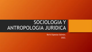 SOCIOLOGIA Y
ANTROPOLOGIA JURIDICA
Boris Espezúa Salmón.
2022.
 