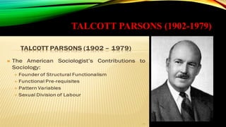 TALCOTT PARSONS (1902-1979)
 