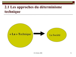 2.1 Les approches du déterminisme technique « La »   T echnique La Société 