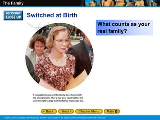 The Family
Original Content Copyright © Holt McDougal. Additions and changes to the original content are the responsibility of the instructor.
Switched at Birth
What counts as your
real family?
 
