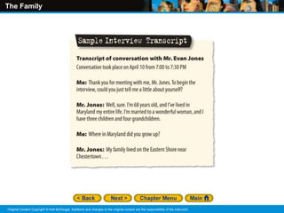 The Family
Original Content Copyright © Holt McDougal. Additions and changes to the original content are the responsibility of the instructor.
 