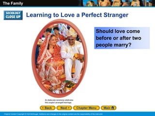 The Family
Original Content Copyright © Holt McDougal. Additions and changes to the original content are the responsibility of the instructor.
Learning to Love a Perfect Stranger
Should love come
before or after two
people marry?
 